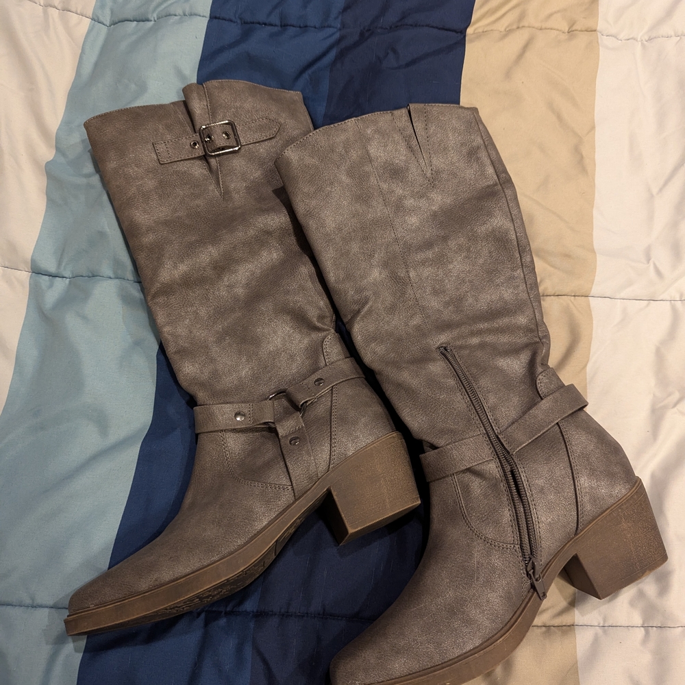 Belk Chic Gray Heeled Boots